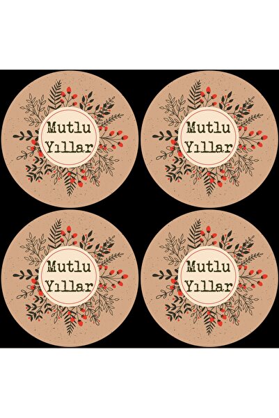 TELLGRAF REKLAM HİZMETLERİ New Year Themed Label (4x4 Cm 24 Pieces)