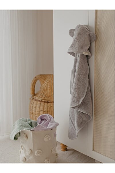 Fluffyboon منشفة أطفال بأذنين الدبدوب - رمادي فاتح