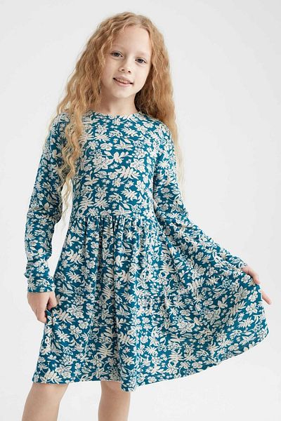 DeFacto Girl's Patterned Long Sleeve Dress