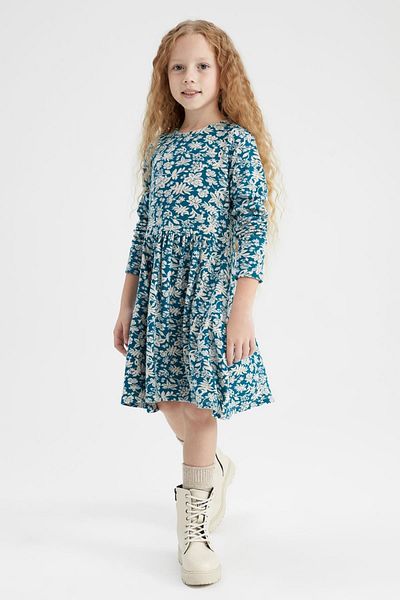 DeFacto Girl's Patterned Long Sleeve Dress