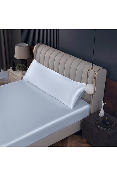EVYA Față de pernă din satin de mătase de culoare albastră 50x135cm Pernă de sprijin pentru sarcină, prietenoasă cu pielea