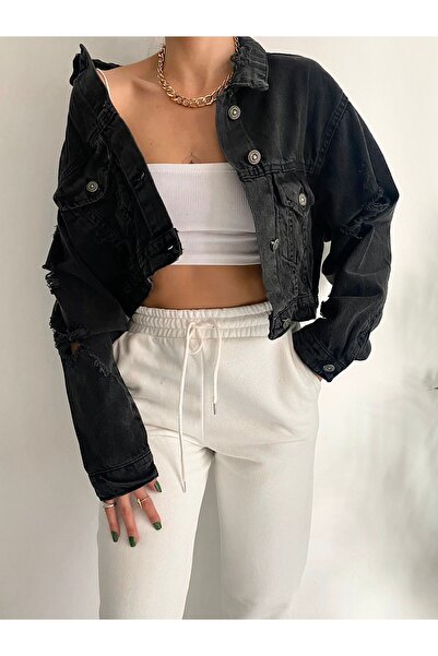 Ekim Store Дънки къса яке - разкъсани детайли
