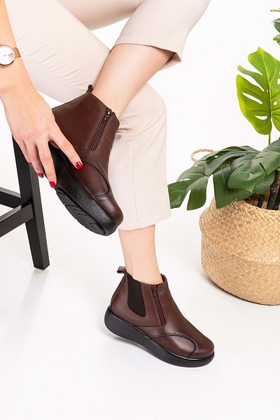 Gondol Genuine Leather Anatomical Sole Special Boots for Bone Protrusion Elnr.5107 - Brown - 38