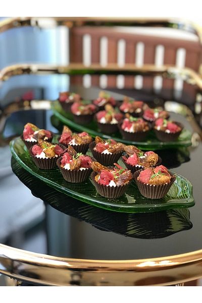 HERITAGE طبق تقديم زجاجي أخضر 30 سم مفرد (قطعة واحدة)