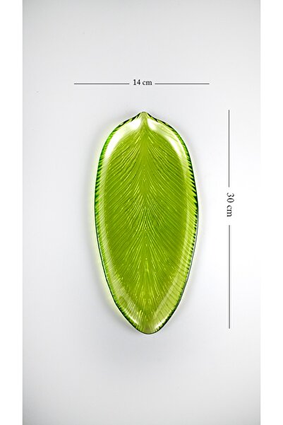 HERITAGE Cam Yaprak Servis Sunum Tabağı Yeşil 30 Cm Tekli(1 ADET)