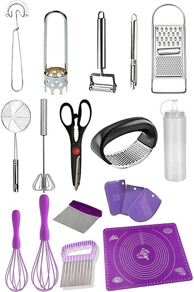 Trouvaille 18 Piece Kitchen Presentation Preparation Equipment: Beater, colander, dough rolling mat, grater Presentation Dowry Set