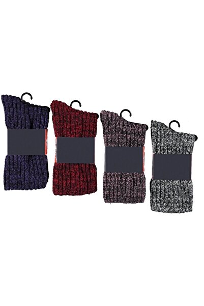 ROFF ÇORAP Kadın Havlu Termal Bot Çorap 3 Siyah Lacivert 1 Adet