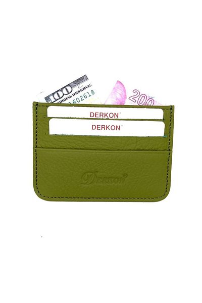 DERKON Genuine Leather Thin Unisex Green Card Holder