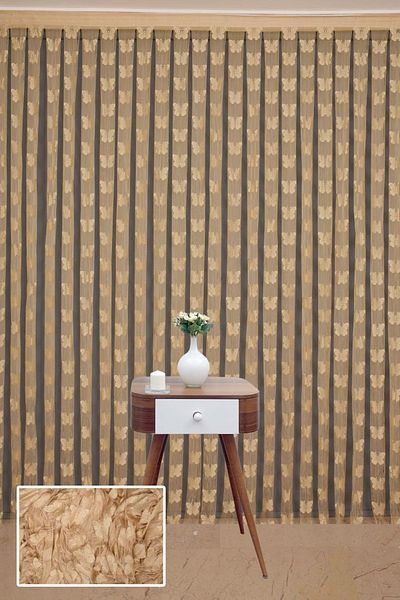 AKÇA TEKSTİL Model Gold Color Rope Curtain Ready-made Buttons Sewn Rope Curtain 300*280 cm