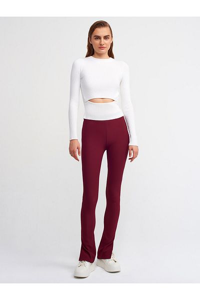Dilvin 70385 Slit Leg Ottoman Tights-burgundy