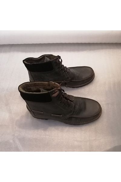 B.F.G POLO STYLE Unisex Cowhide Brown Antique Laser Non-Slip Serrated Rubber Sole Lace Up Boots