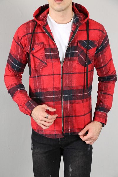 Cropper Мъжка риза Lumberjack с цип и качулка