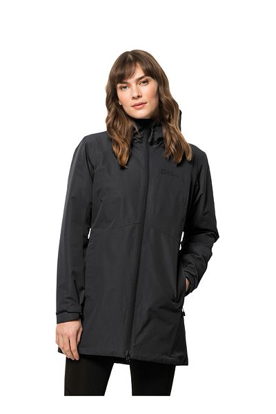 Jack Wolfskin سترة نسائية بسحاب حراري باللون الأسود 1115681 -6000 Heıdelstein Ins Jkt W