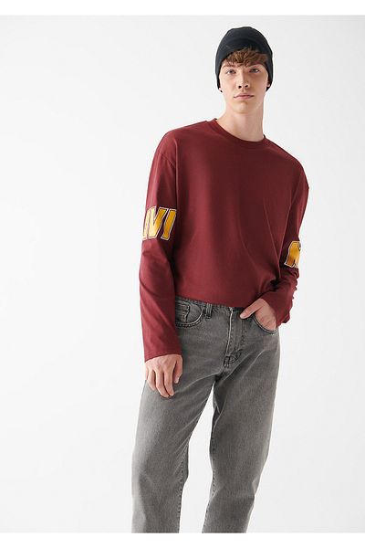 Mavi Logo Printed Claret Red T-Shirt Loose Fit 0610977-70426