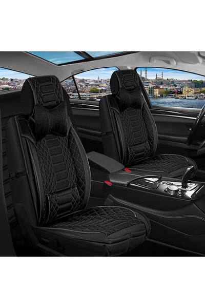 Generic Brand Honda Accord Black Luxury Leather Car Seat Set - Front/Back Cover