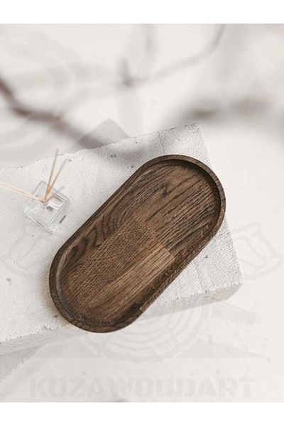 kozawoodart Oval Dark Brown Beech Serving Board