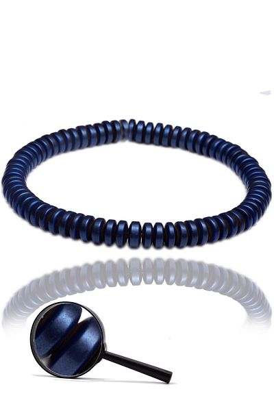 Tesbih Atölyesi Certified Matte Blue Aaa+ Hematite Stone Bracelet