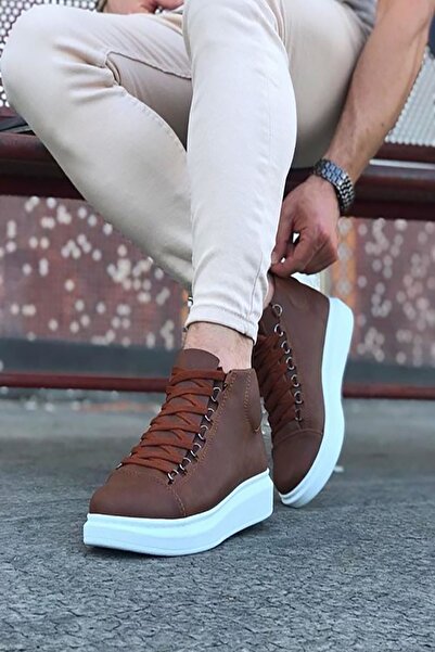 Mida Shoes Tan Leather High Sole Sports Men's Boots