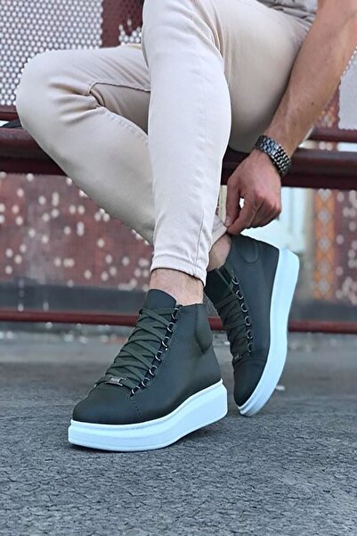 Mida Shoes Khaki Leather High Sole Sports Men's Boots