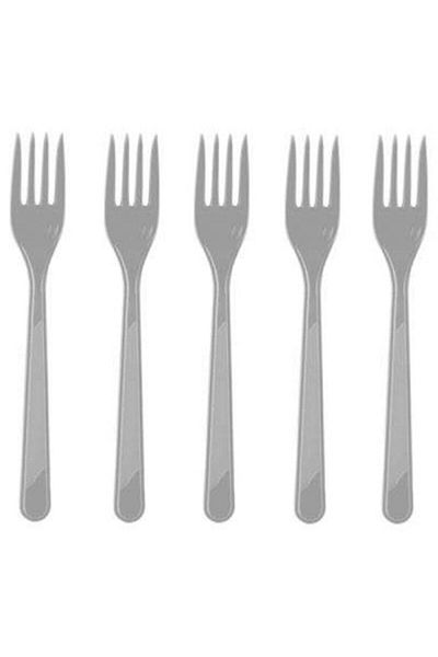 ELGALA 25 Pieces Silver Color Fork Plastic
