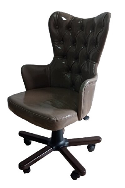 KamusalMarket Makam Koltuğu Kapitone Desenli Lüks Ahşap Ayaklı Suni Deri