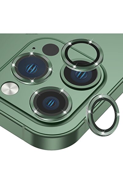 EDELFU Iphone 13 Pro Max / 13 Pro Kamera Lens Koruyucu Koyu Yeşil