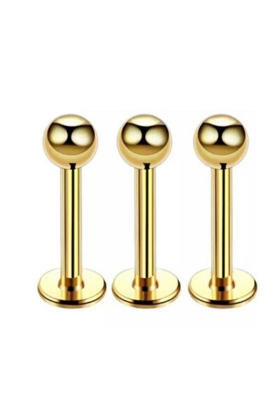 Jaida Moda 316l Cerrahi Çelik Gold Renk 3'lü Set Tragus Helix Piercing