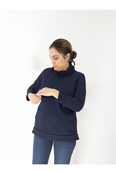 Baby Boroosh Breastfeeding Sweatshirt/secret Breastfeeding Sweatshirt(DARK BLUE)