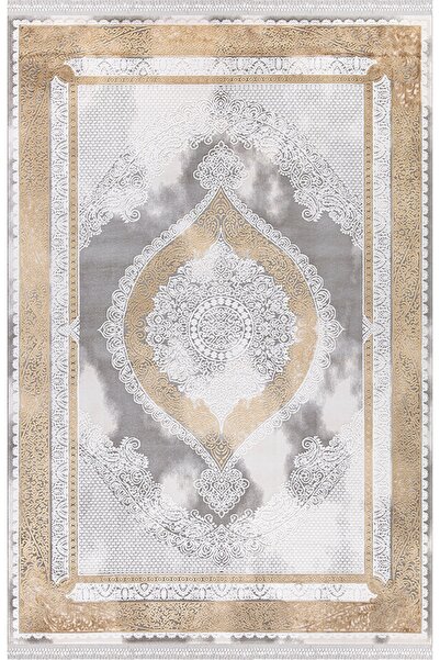 İpek Halı Blossom 13416 Bambu Halı Gri Sarı