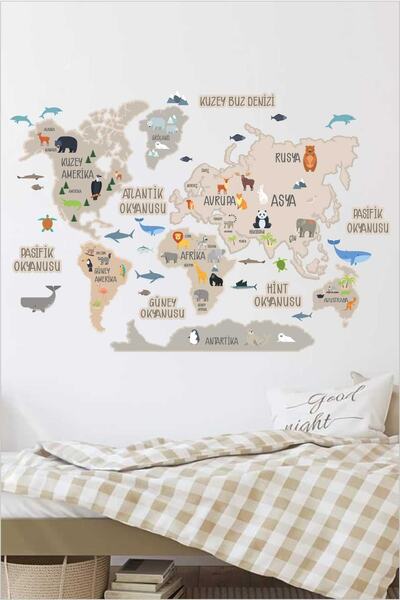 Grafikup World Map Kids Room Wall Sticker