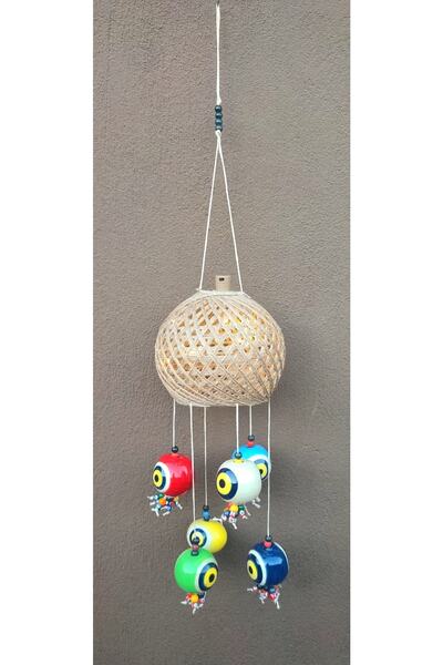 Antioch Art And Design Led Işıklı Narlı Nazar Boncuklu 80 Cm Rüzgar Çanı Duva...