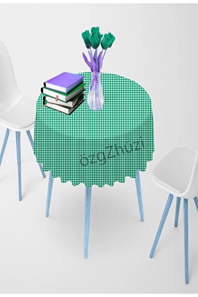 perlina home خيارات مفرش المائدة المستديرة باللون الأخضر بنمط منقوش (العرض × ...