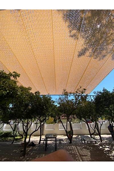 pamukkale branda Bej Renk Kamuflaj Örtü Ağ - Gölgelik Dekoratif File Dikişli1,5 M X 3 M