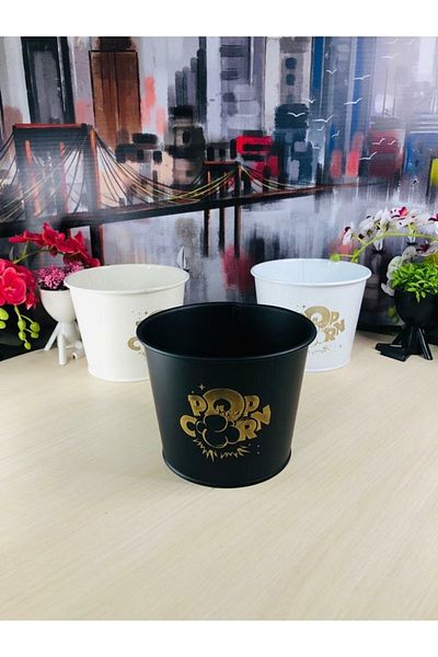 NESS AVM Corn Bucket Popcorn Bucket Metal 2 Liter Large Size Modern Colors