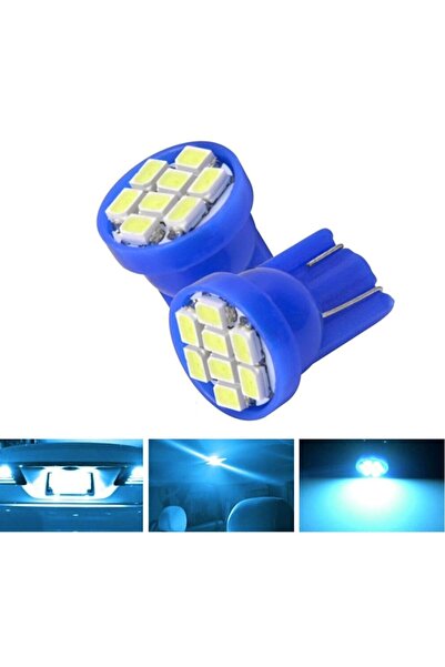 BALP 2 Adet Buz Mavi Renk Mini Dipsiz T10 Led Park Ampulü 8 Ledli