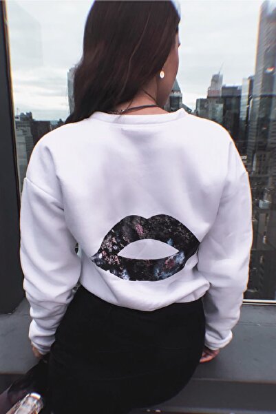 Beyaz Sweatshirt Arka Detaylı Unisex