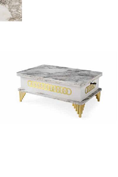 OnurEvimde Akıllı Sehpa Sihirli Sehpa 3 Kademeli Efes Ekru Gold