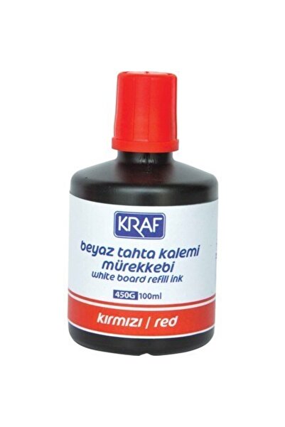 KRAF Beyaz Yazı Tahtası Mürekkebi Kırmızı 100 Ml