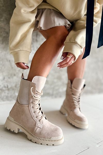 Shoebutik Μπεζ σουέντ γυναικείες μπότες