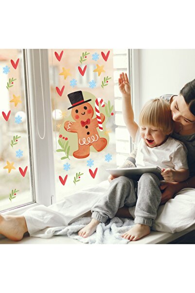 Aysprint زخرفة السنة الجديدة كوكي رجل زينة عيد الميلاد زجاج الباب ملصق مجموعة