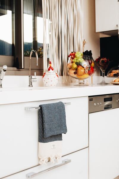 Smyrna Turkish Cotton 40*100 سم أزرق داكن منقوش بالألماس 100% قطن 2 قطعة منشف...