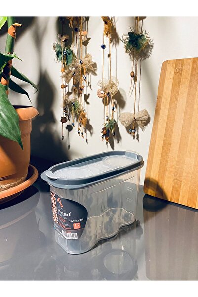 PlastArt Kilitli Çift Kapaklı Süzgeçli Sert Plastik Saklama Kabı (füme) - 1200ml