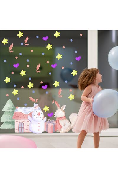 Aysprint Set de autocolante pentru uși din sticlă de Crăciun cu veveriță și o...