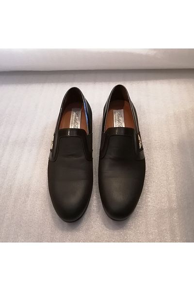 Butik Tülin Men's Genuine Leather Brown Line Printed Nubuck Plain Leather Combination Rubber Hard Sole Loafer