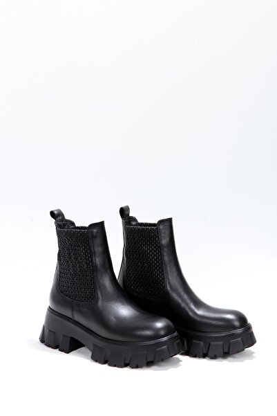 FOLLİNİ Cizme de damă din piele neagră