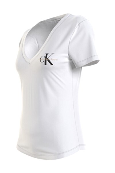 Calvin Klein T-Shirt - Weiß - Figurbetont