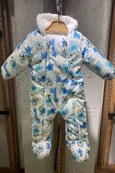 PODİUM GİYİM Trend Special Series New Elephant & Giraffe Look Fixed Booties Hooded Welsoft Winter Cosmonaut Jumpsuit