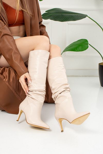 İmerShoes Daily Cizme subțiri cu toc înalt thailandez, căptușeală păroasă, cu burduf, cu vârf ascuțit, cu talpă anti-alunecare 227