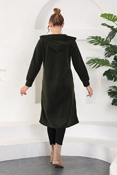 Kardelen Butik Ümraniye Fleece Zippered Cap Khaki Green Araboy