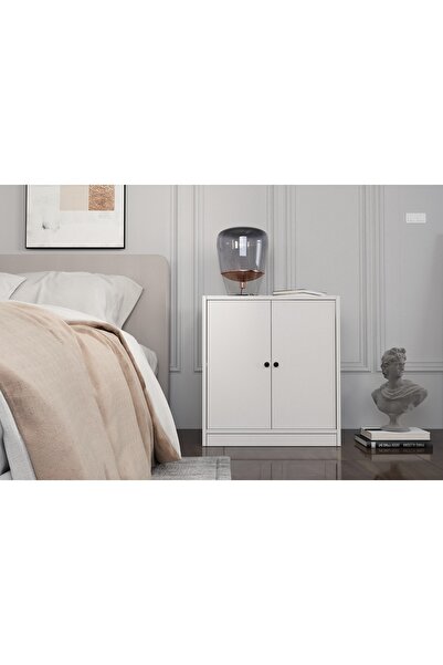 Nettrends Iki Kapaklı Beyaz Komodin Çıtasız Kmd-1048-ç